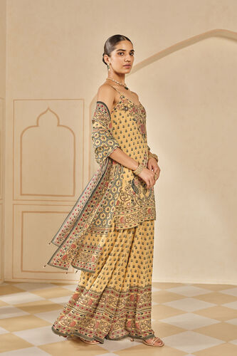 Arzoo Printed Bemberg Sharara Set, Yellow, image 2